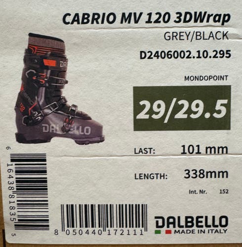 Mondo 29.5 Men's Dalbello Cabrio MV 120 Ski Boots Stiff Flex (New)