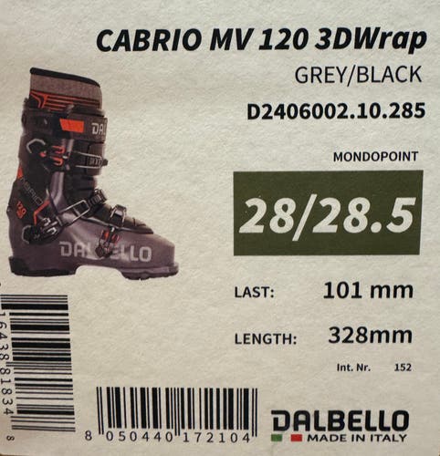 Mondo 28.5 Men's Dalbello Cabrio MV 120 Ski Boots Stiff Flex (New)