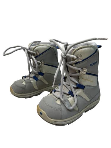 Used Burton MOTO KIDS Boys Snowboard Boots Grey And Navy Blue Junior 05 11835-S000213917