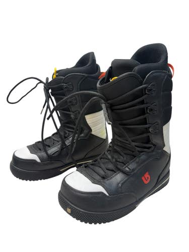 Used Burton POACHER Mens Snowboard Boots Black And White Senior 11.5 11835-S000213918