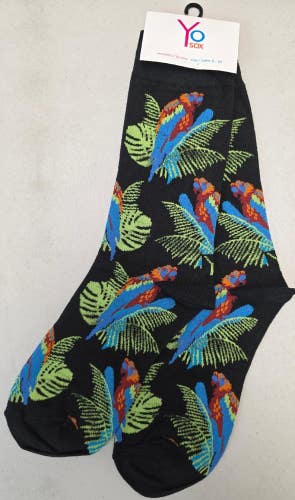 ST5 Yo Sox "Tropical Parrot" Crew Length Socks WOMENS 6-10 FREE SHIPPING
