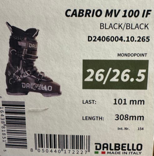 Mondo 26.5 Men's Dalbello Cabrio MV 100 IF Ski Boots Medium Flex (New)