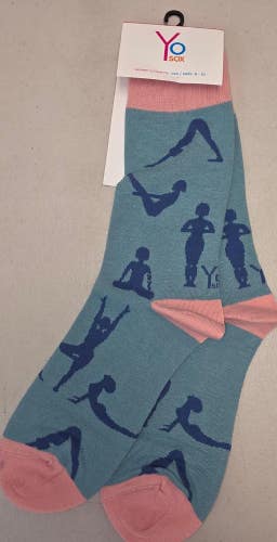 ST7 Yo Sox "Yoga & Fitness" Crew Length Socks WOMENS 6-10 FREE SHIPPING