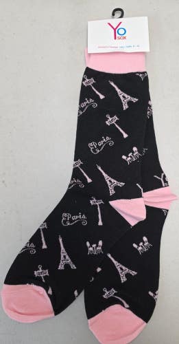 ST9 Yo Sox "Paris Eiffel Tower" Crew Length Socks WOMENS 6-10 FREE SHIPPING