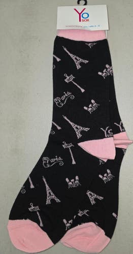 ST16 Yo Sox "Eiffel Tower" Crew Length Socks WOMENS 6-10 FREE SHIPPING
