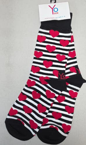 ST17 Yo Sox "Multi Hearts" Crew Length Socks WOMENS 6-10 FREE SHIPPING
