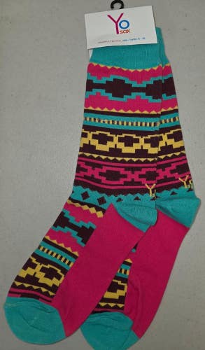 ST24 Yo Sox "Southwestern Aztec" Crew Length Socks WOMENS 6-10 FREE SHIPPING