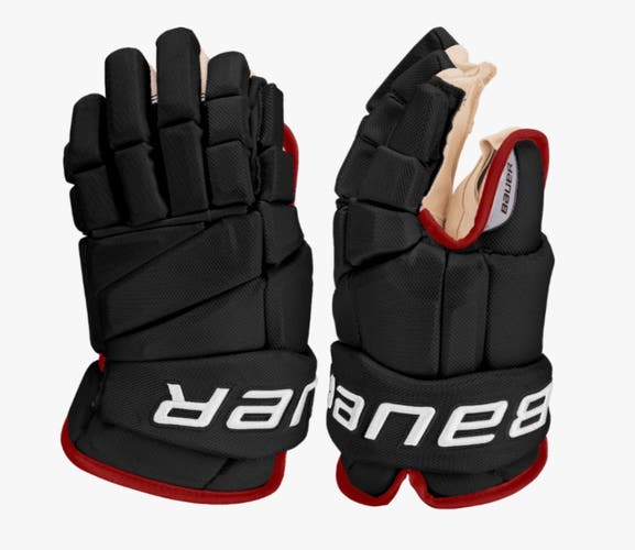 New Bauer Vapor Pro Team Stock Gloves (Pro Stock) - Black/Red - Blackhawks (Multiple Sizes)