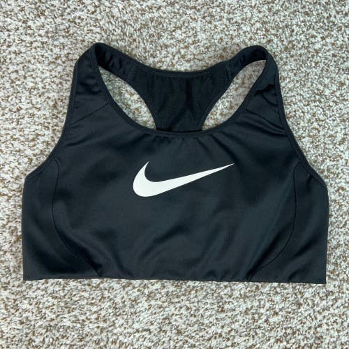 Nike Sports Bra Womens Medium Black Gym Training Racerback Swoosh Activewear