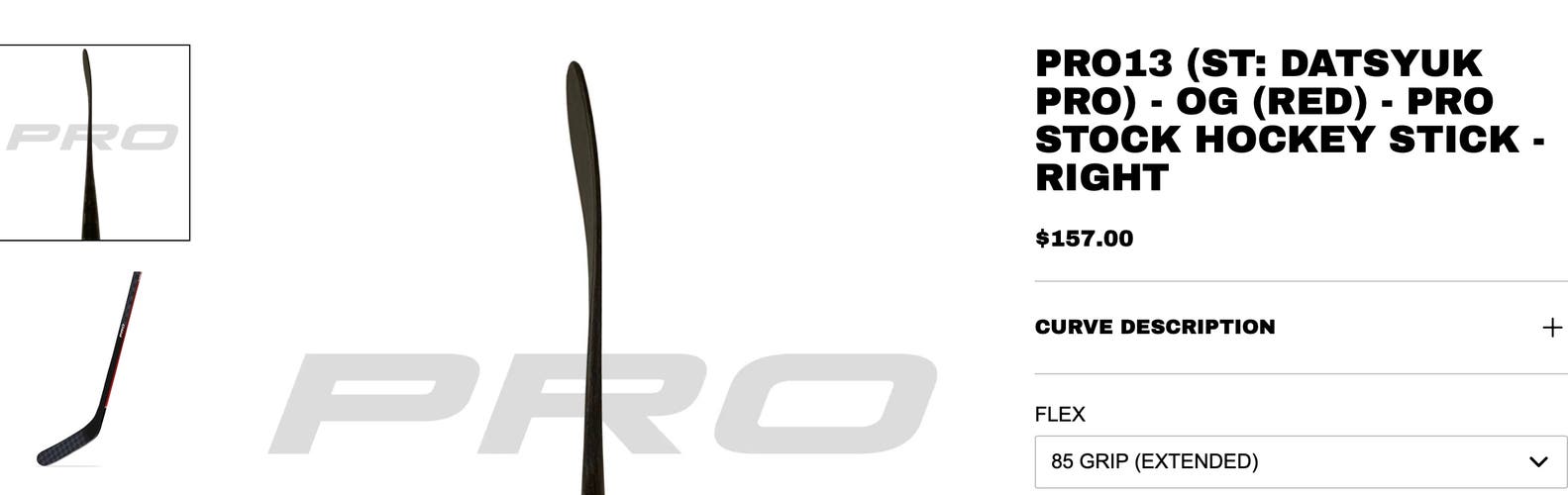 Datsuyk Right Handed Hockey Stick - 77 Flex Pro Stock