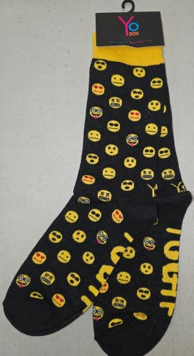 ST23 Yo Sox "Emoji Emoticon Smiley Face" Crew Length Socks MENS 7-12 FREE SHIP