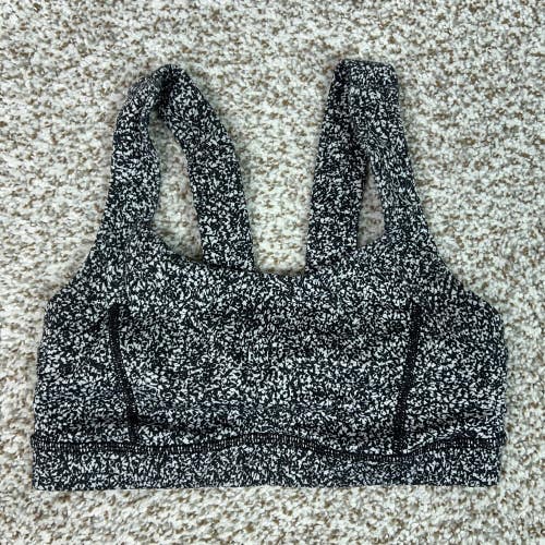 Lululemon Sports Bra Womens 4 Black White Mesh Back Yoga Gym Workout Athletic