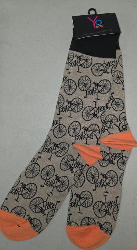 ST29 Yo Sox "Bicycle Bike Cycling" Crew Length Socks MENS 7-12 FREE SHIP