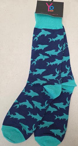 ST30 Yo Sox "Shark Pattern" Crew Length Socks MENS 7-12 FREE SHIP