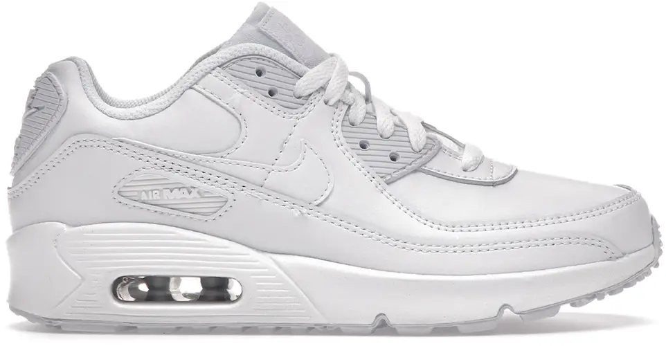 Size 6Y - Nike Air Max 90 Recraft Triple White (GS) CD6864-100
