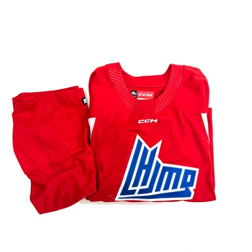 Used Red CCM Practice Jersey Size 56 + Red Practice Socks
