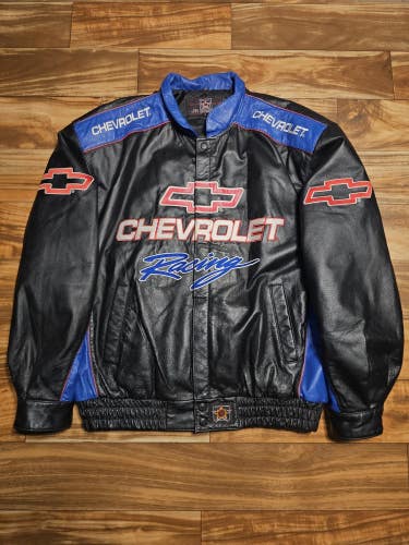 Vintage Chevrolet Racing Nascar Racing Chevy JH Design Leather Jacket Size XL