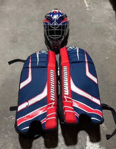 22" Youth Warrior Goalie Leg Pads (Used) Franklin Helmet