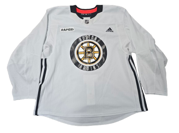 Adidas Custom Pro Stock Hockey Practice Jersey Bruins White 60 Goalie (16294)