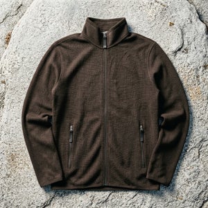 32 Degrees Heat Men's L Fleece Jacket Dark Oak Brown Full Zip Cabincore Warm