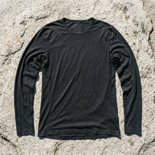 Adidas Men's M Black Base Layer Shirt Long Sleeve Wool Blend Thermal Snowcore