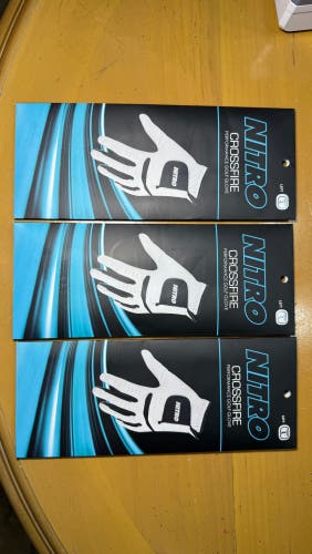 3 NITRO Crossfire Lightweight Golf Glove Men's Left Hand L White/Black. 3 Gloves