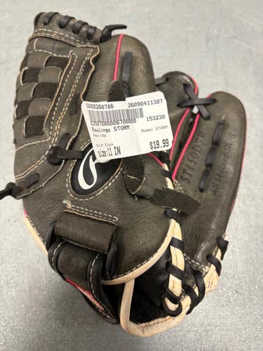 Used Rawlings STORM BB/SB Glove RH Throw Black 11" 11307-S000268786