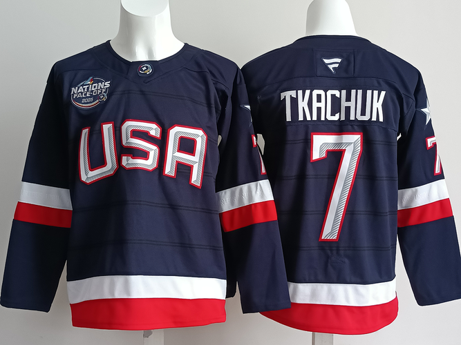 Men's USA Tkachuk 7 Stitched Navy Jersey Ice Hockey Jersey size 50