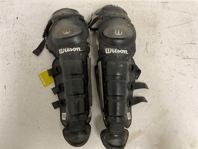 Used Wilson CATCHER SHIN GUARDS Catchers Leg Guards Black Junior 11855-S000211597