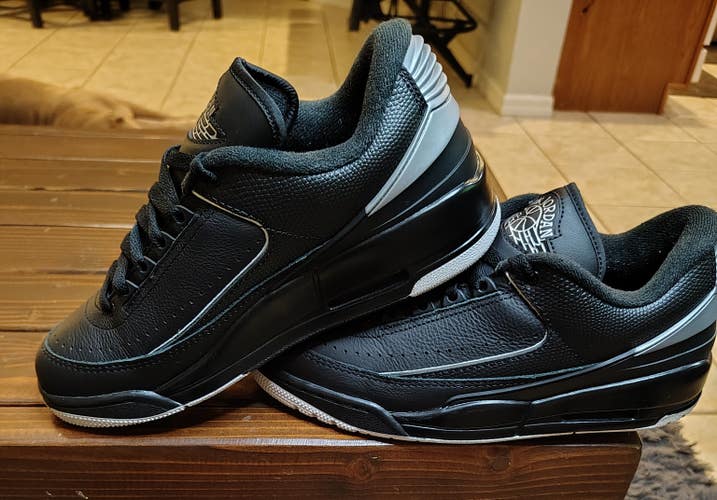 Air Jordan 2/Air Jordan 2/3 Retro Low - Black/Metallic Silver - Men's 9