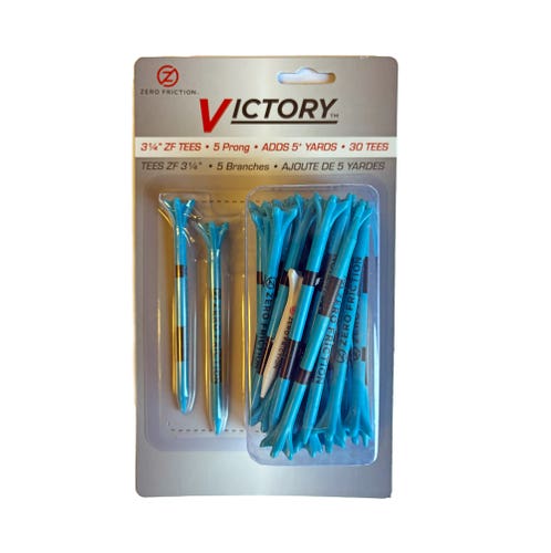 Zero Friction Victory 5-Prong Composite Tees (3.25" Blue, 30pk Total) NEW