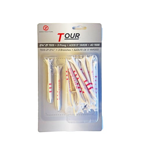 Zero Friction Tour 3-Prong Tees (2.75", White, 40pk) Golf NEW