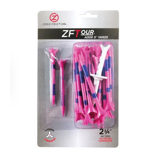 Zero Friction Tour 3-Prong Tees (2.75", Pink, 40pk) Golf NEW
