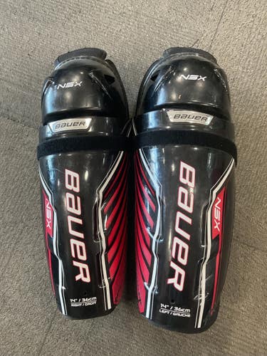 Used Bauer NSX Senior Shin Guards Black 14" 11614-S000246271