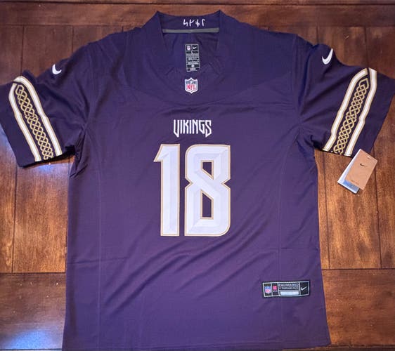 Minnesota Vikings Justin Jefferson #18 Purple Rivalry Adult Jersey Size Large NWT