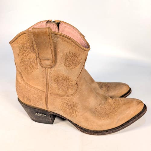 Miss Macie Going Home Tan Leather Ankle Booties Western Cowgirl Size: 11 M