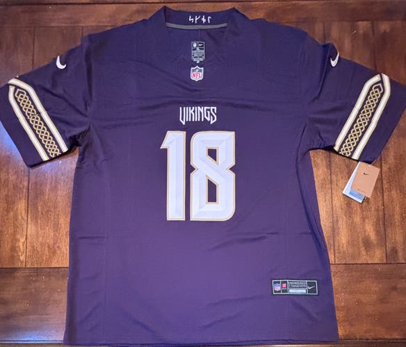 Minnesota Vikings Justin Jefferson #18 Purple Rivalry Adult Jersey Size XL NWT