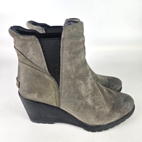Sorel Boots After Hours Chelsea Wedge Booties Gray Suede NL2566-052 Women's 9.5