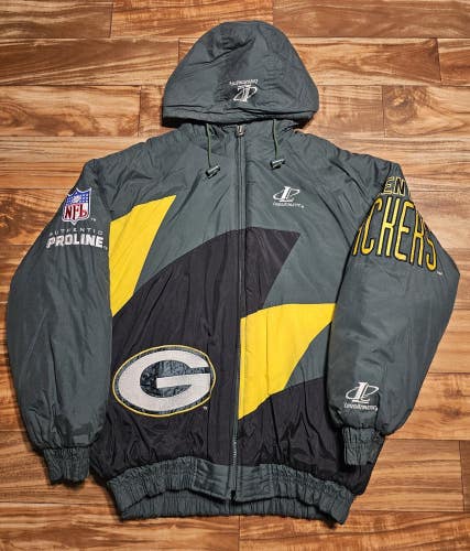 Vintage Green Bay Packers Logo Athletics NFL Sports Double Sharktooth Jacket L