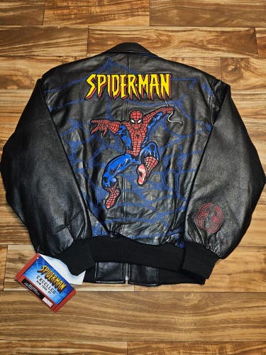NEW Vintage Spiderman Marvel 100% Leather 2002 Movie Promo Jacket Size Large