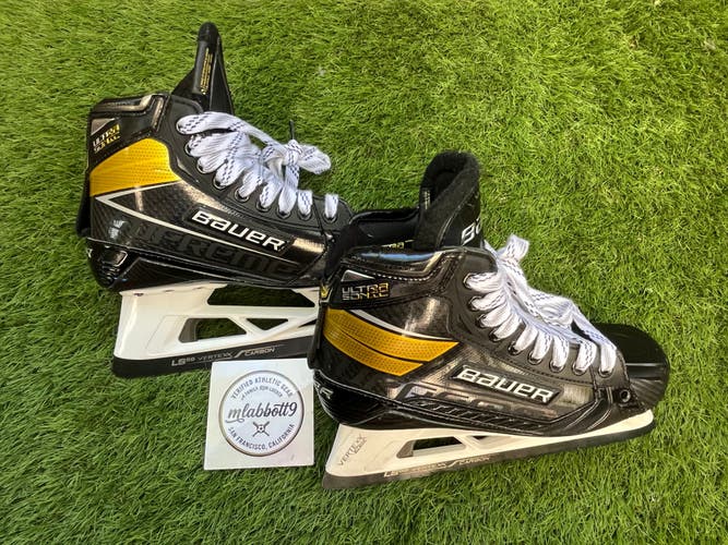 Bauer Supreme Ultrasonic Senior Goalie Skates - Size 7.5 D - LS5G Carbon Steel - Mint/Unbaked