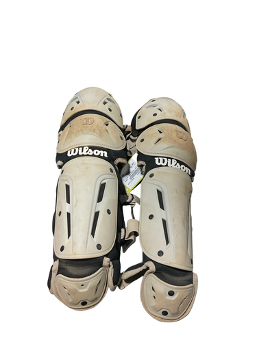 Used Wilson VELCRO GREY SHIN GUARDS Catchers Leg Guards Grey Youth 11834-S000058557