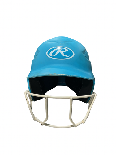 Used Rawlings 6 1/2- 7 1/2 BLUE HELMET Batting Helmet w/Mask Carolina Blue One Size 11834-S000058552