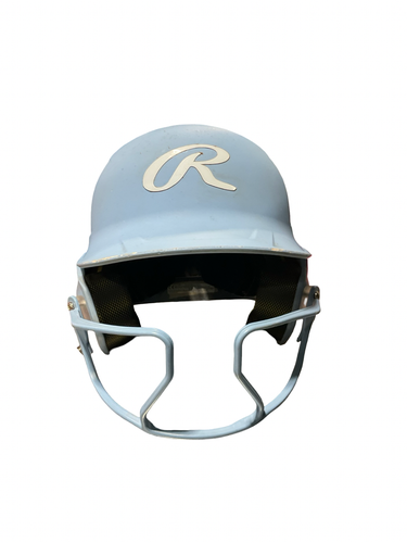 Used Rawlings 6 3/8- 7 1/8 HELMET Batting Helmet w/Mask Carolina Blue One Size 11834-S000058553