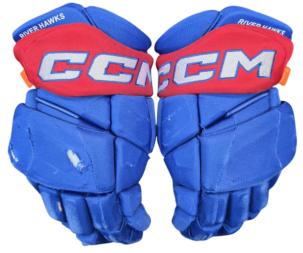 CCM Jetspeed Pro Stock Custom Hockey Gloves 13" UML NCAA USED #10 (2) (16372)