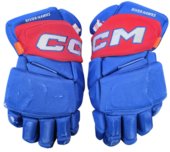 CCM Jetspeed Pro Stock Custom Hockey Gloves 14" UML NCAA USED (16373)