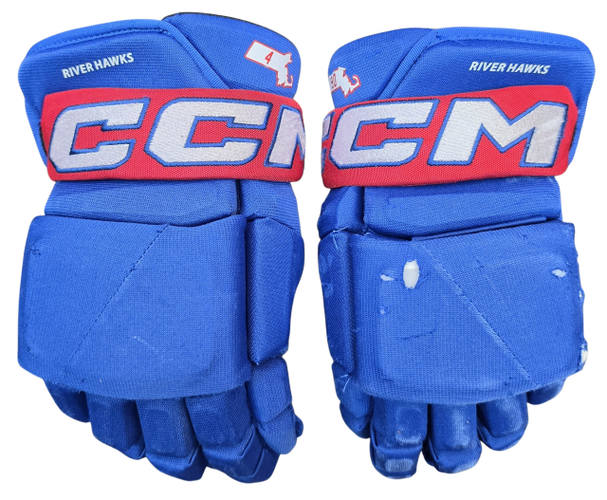 CCM HGP43SP Pro Stock Custom Hockey Gloves 14" UML NCAA USED (16375)