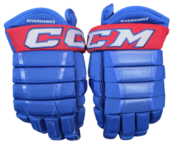 CCM HG97 Pro Stock Custom Hockey Gloves 14" UML NCAA Used (16377)