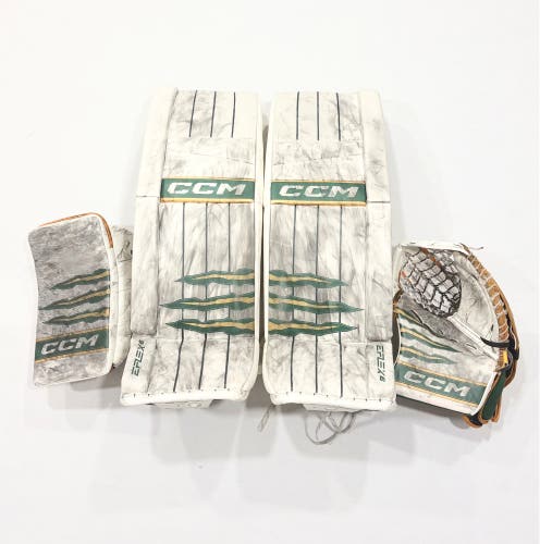 CCM Extreme Flex 6 Pro Stock Goalie Full Set - 33+1" White,Green,Gold