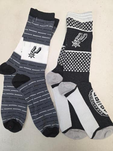 ST2 Mens NBA SAN ANTONIO SPURS Crew Socks Lot of 2 Pair LARGE New